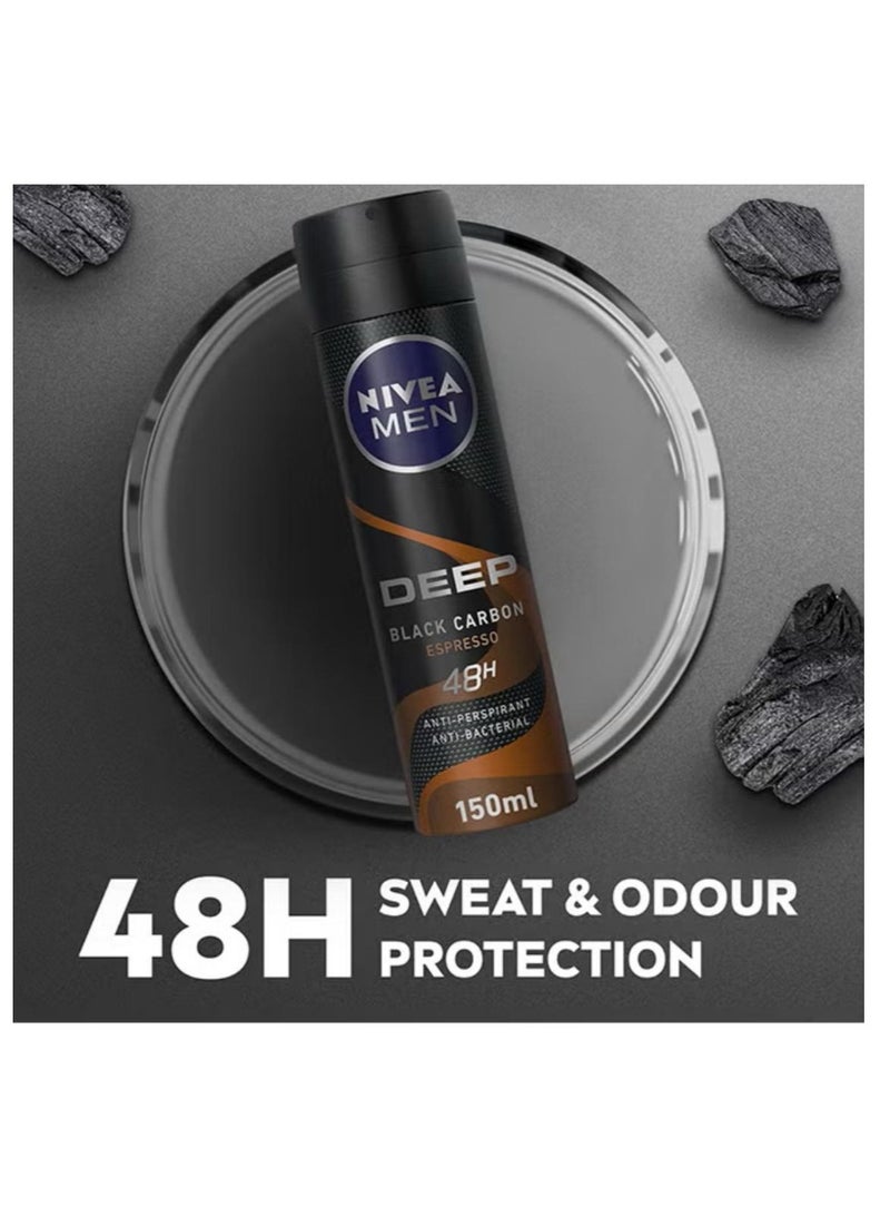NIVEA Men Antiperspirant Spray Espresso Deep Black Carbon 150ml - Image 3